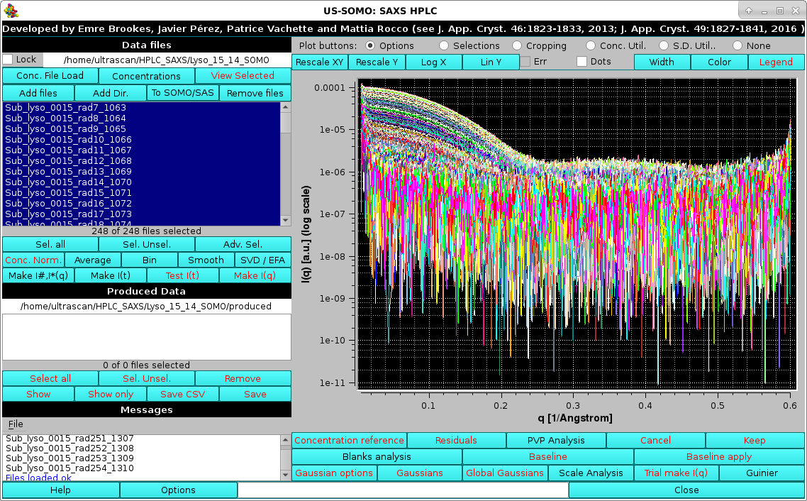 SOMO HPLC-SAXS Lysozyme I(q) data