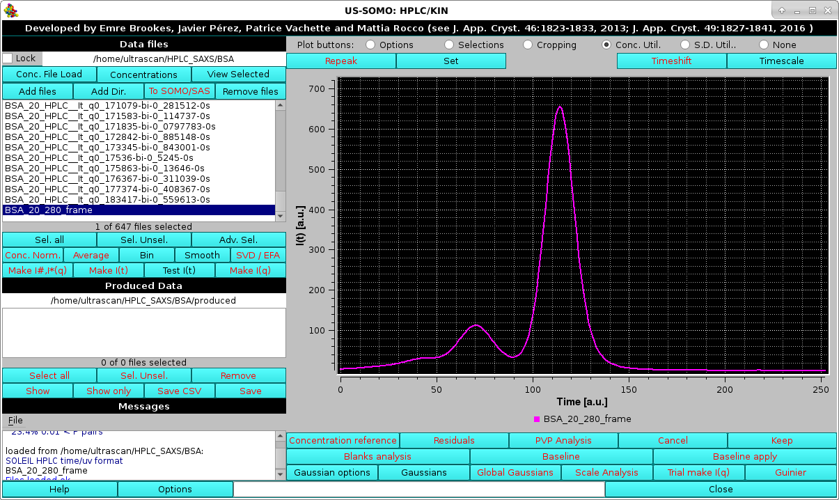 SOMO HPLC-SAXS Concentration Chromatogram