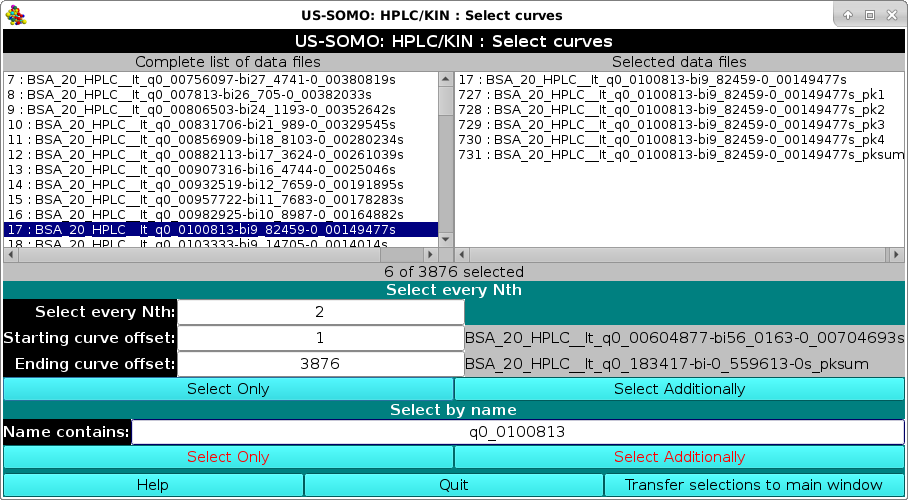 SOMO HPLC-SAXS selecting Joined result curves and original data