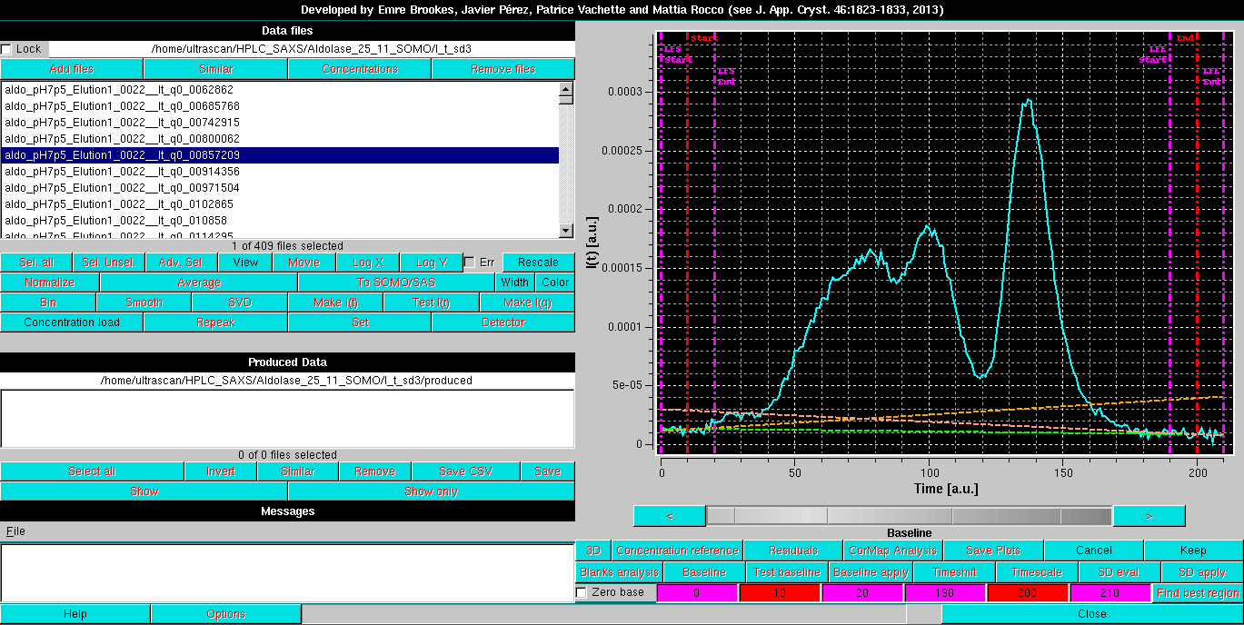 SOMO HPLC/KIN linear baseline setting 2