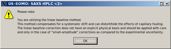 SOMO HPLC/KIN linear baseline warning