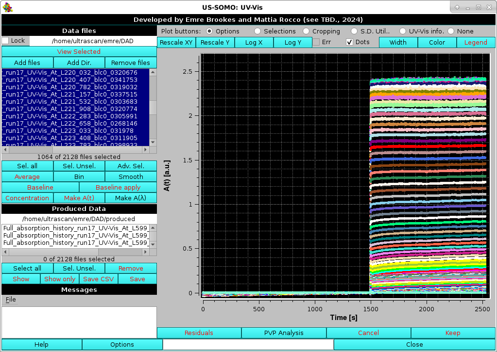 Somo-SAS UV-Vis module multiple baseline-subtracted data