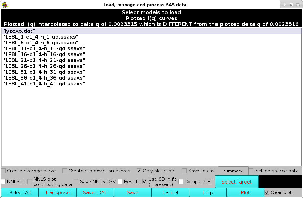 SOMO SAXS I(q) Expt. SAXS CSV file loader