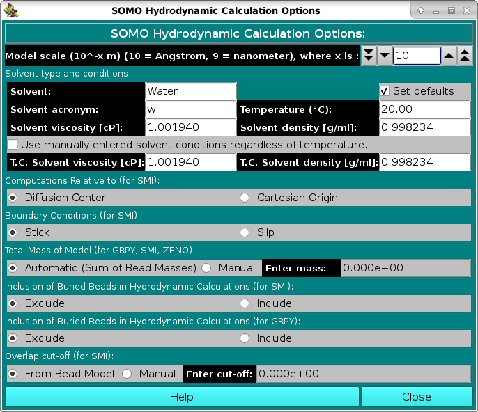 SOMO Hydrodynamics Screen