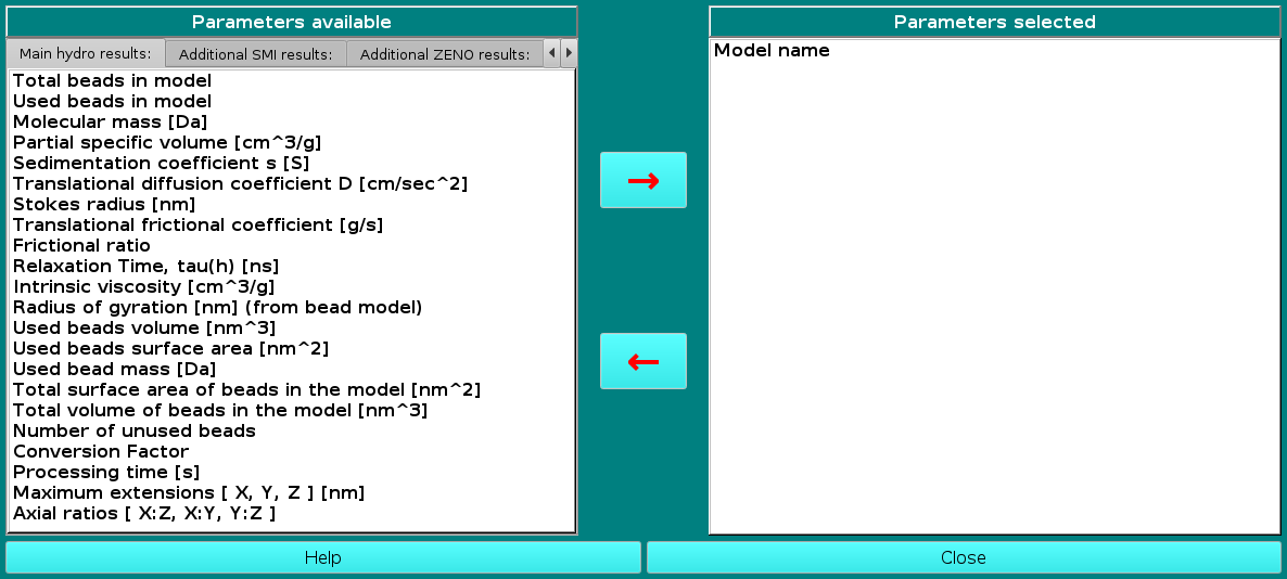 SOMO Parameters to be Saved Screen