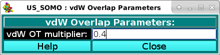 SOMO vdW with Overlaps Options Screen